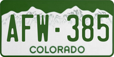 CO license plate AFW385