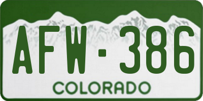 CO license plate AFW386