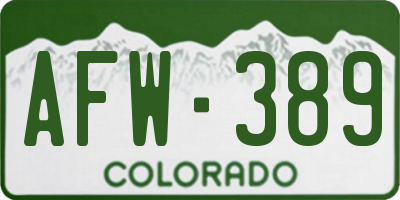 CO license plate AFW389