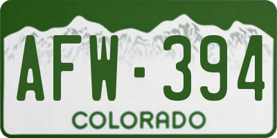 CO license plate AFW394