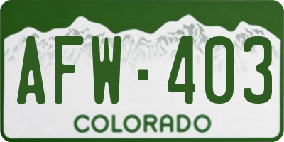 CO license plate AFW403