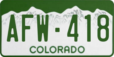 CO license plate AFW418