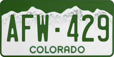CO license plate AFW429