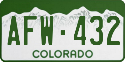 CO license plate AFW432