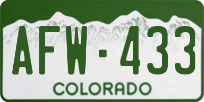 CO license plate AFW433