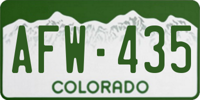 CO license plate AFW435