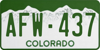 CO license plate AFW437