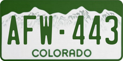 CO license plate AFW443