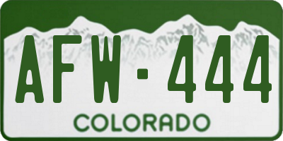 CO license plate AFW444