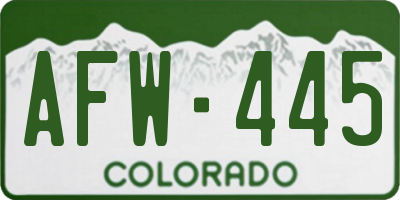 CO license plate AFW445