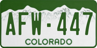CO license plate AFW447