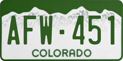 CO license plate AFW451