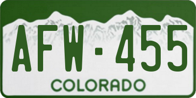 CO license plate AFW455