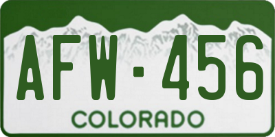 CO license plate AFW456