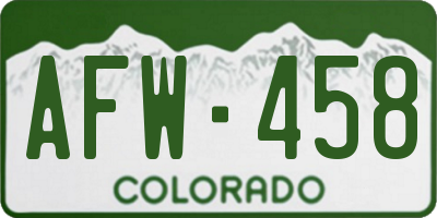 CO license plate AFW458