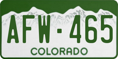 CO license plate AFW465