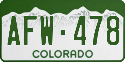 CO license plate AFW478