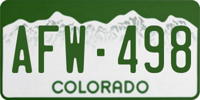 CO license plate AFW498