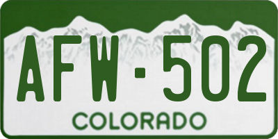 CO license plate AFW502