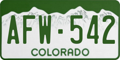 CO license plate AFW542
