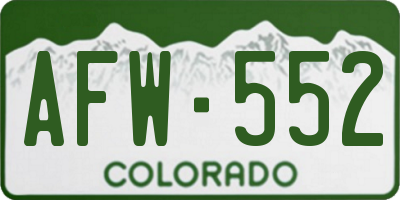CO license plate AFW552