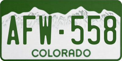 CO license plate AFW558