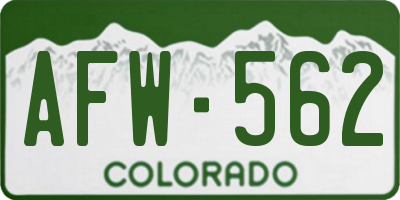 CO license plate AFW562