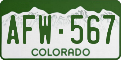 CO license plate AFW567