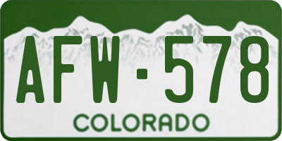 CO license plate AFW578