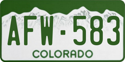 CO license plate AFW583