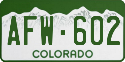 CO license plate AFW602