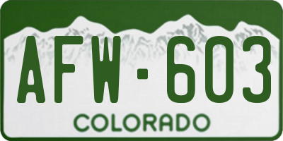 CO license plate AFW603