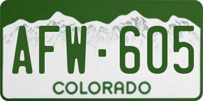 CO license plate AFW605