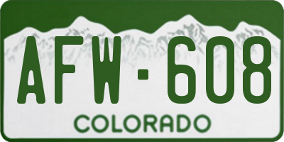 CO license plate AFW608