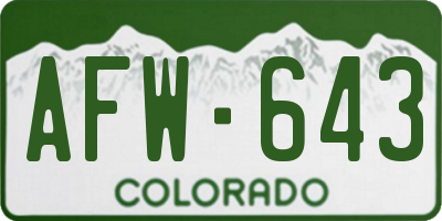 CO license plate AFW643