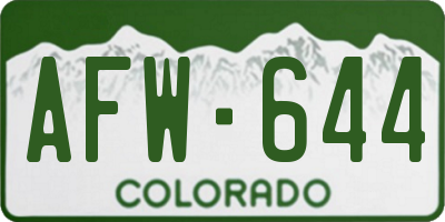 CO license plate AFW644
