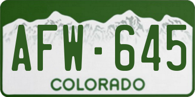 CO license plate AFW645