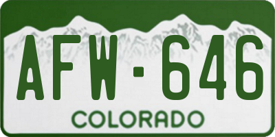 CO license plate AFW646