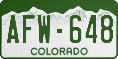 CO license plate AFW648