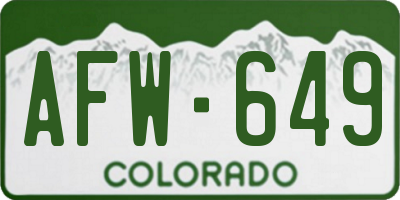 CO license plate AFW649