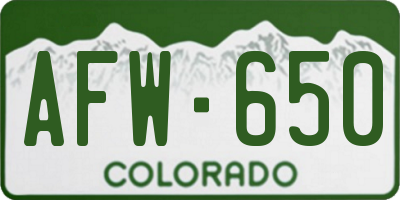 CO license plate AFW650