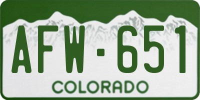 CO license plate AFW651
