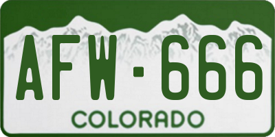 CO license plate AFW666