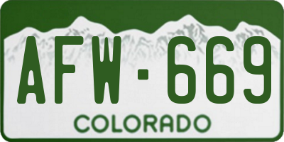 CO license plate AFW669