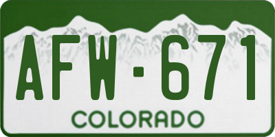 CO license plate AFW671