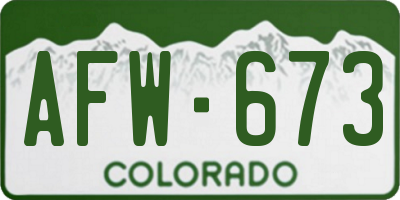 CO license plate AFW673