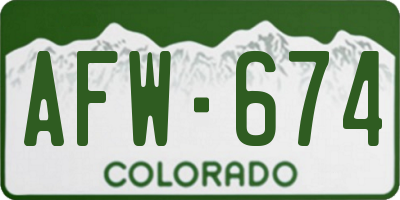 CO license plate AFW674