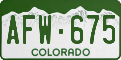 CO license plate AFW675