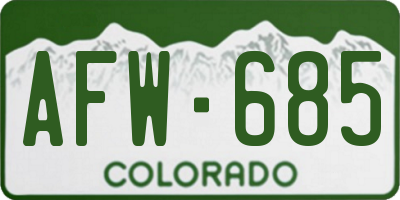 CO license plate AFW685