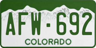 CO license plate AFW692